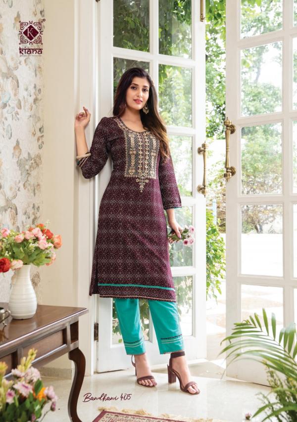 Kiana Bandhani 4 Rayon Embroidery Gotapatti Kurti  Collection 